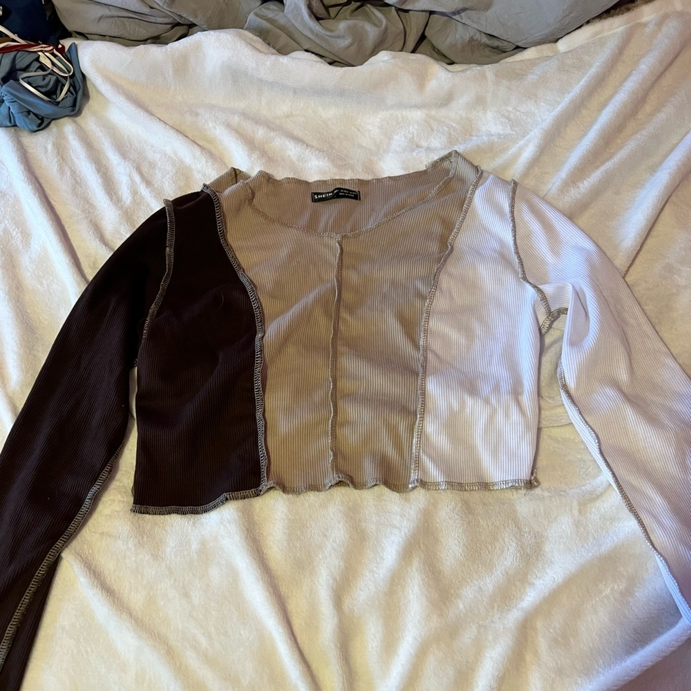 Shein patched long sleeve top